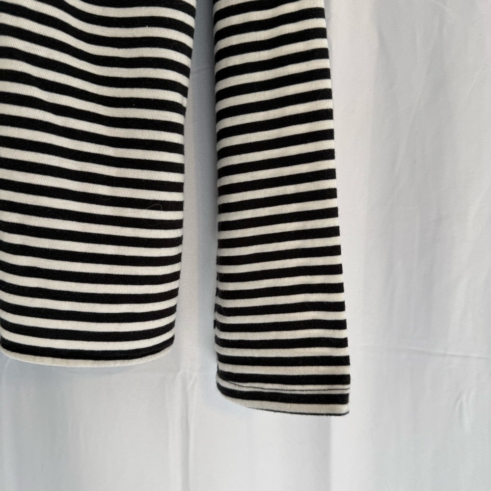 Anthropologie T.LA Black White Striped Tie Front Long Sleeve Tee Women’s Large - Picture 7 of 10